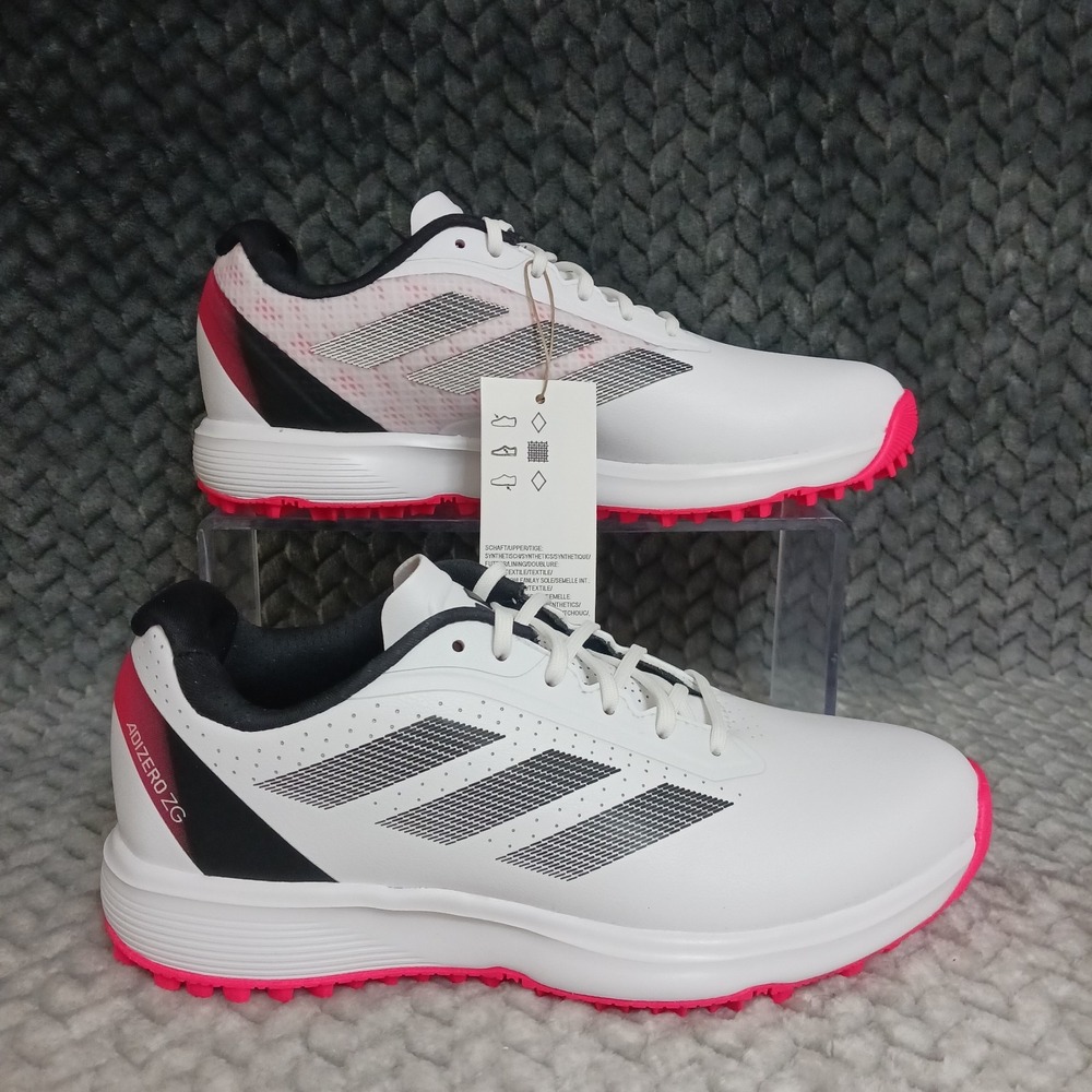 Adidas JR Adizero ZG Spikeless Kids Golf Shoes White Core Black Lucid Red Size 4
